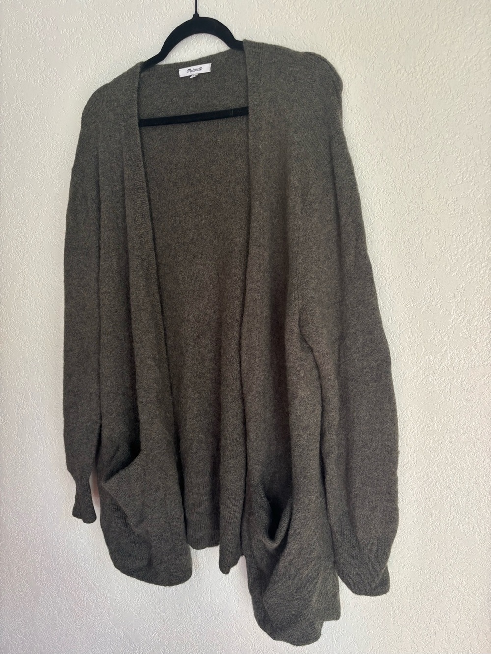 Madewell Ryder Sweater XL Green OpenFront Cardigan Merino Wool Alpaca Blend Knit